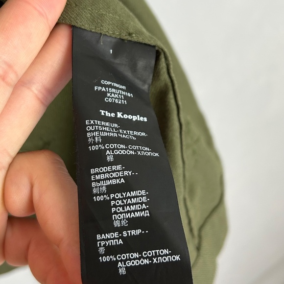 The Kooples women size M leaf embroidered jacket green 100% cotton beaded - Picture 12 of 15